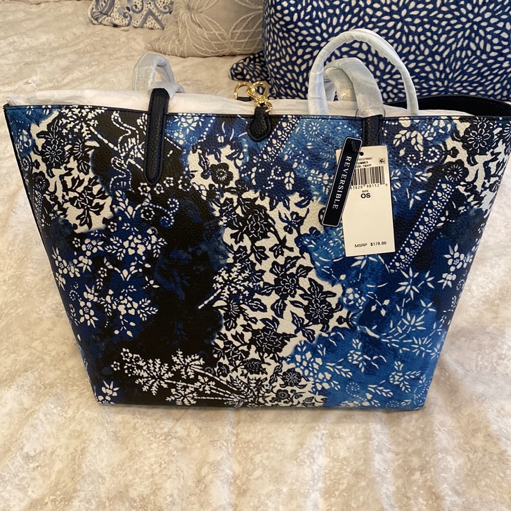 Reversible blue paisley and navy Ralph Lauren Tote
